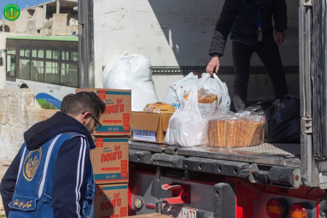 توجه الفريق الاغاثي لجمعية إنعاش الفقير في مدينة التل إلى محافظة إدلب